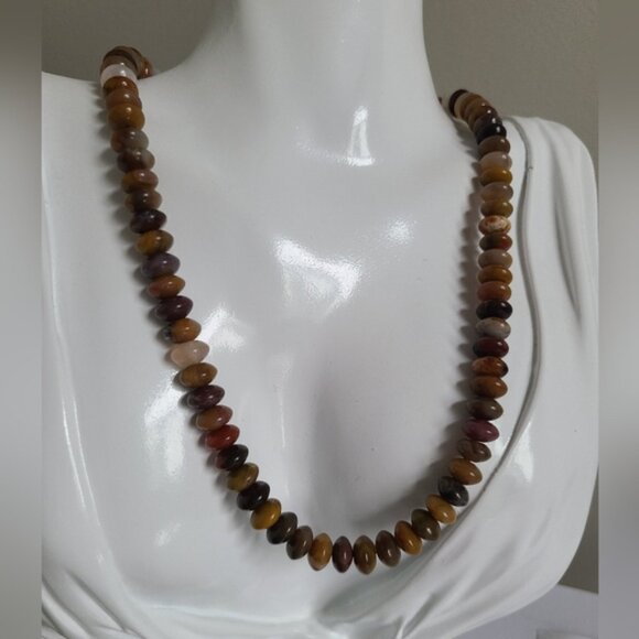 Vintage Boho Lagenlook Brown Tan Quartz Beaded Natural Gemstone Strand Necklace - Picture 6 of 8